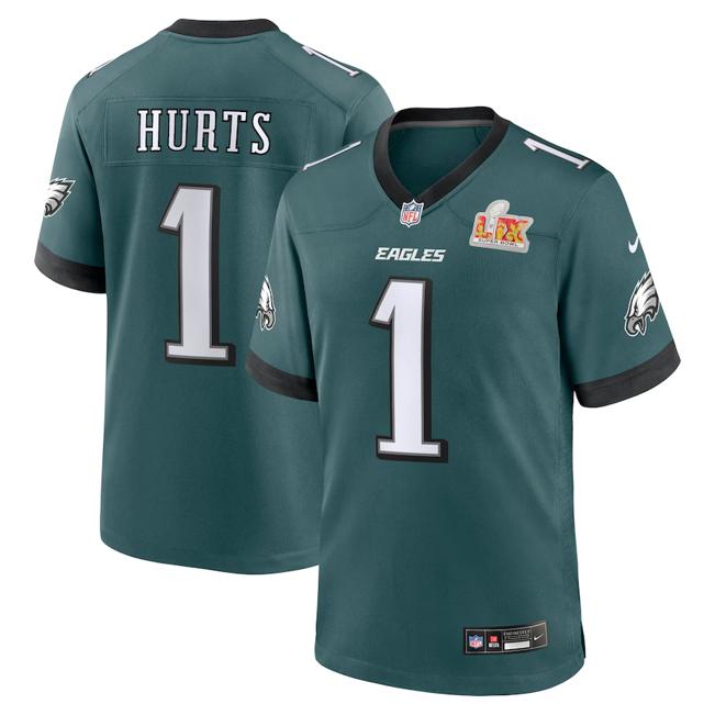 Men's Jalen Hurts Philadelphia Eagles Nike Super Bowl LIX Game Player Jersey - Midnight Green