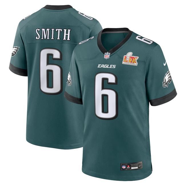 Men's DeVonta Smith Philadelphia Eagles Nike Super Bowl LIX Game Player Jersey - Midnight Green