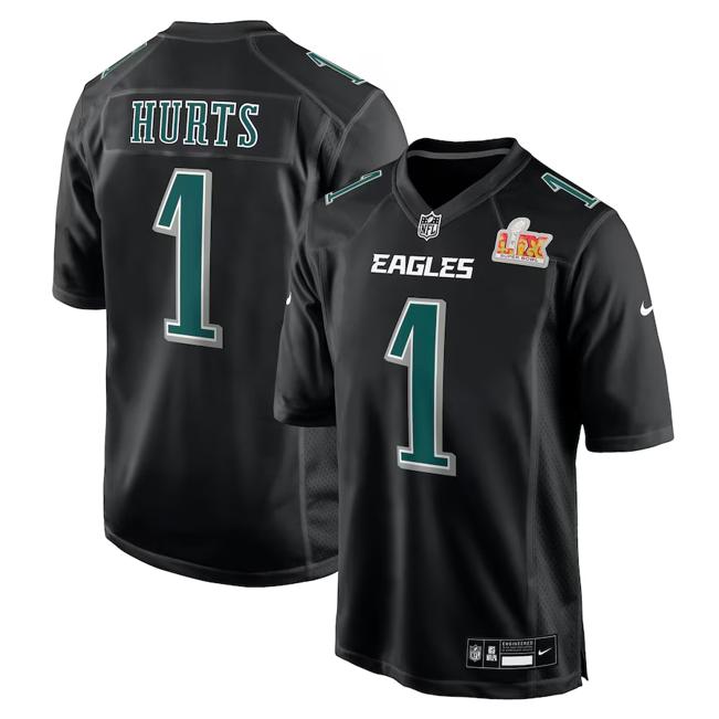 Men's Jalen Hurts Philadelphia Eagles Nike Super Bowl LIX Fashion Game Player Jersey - Carbon Black