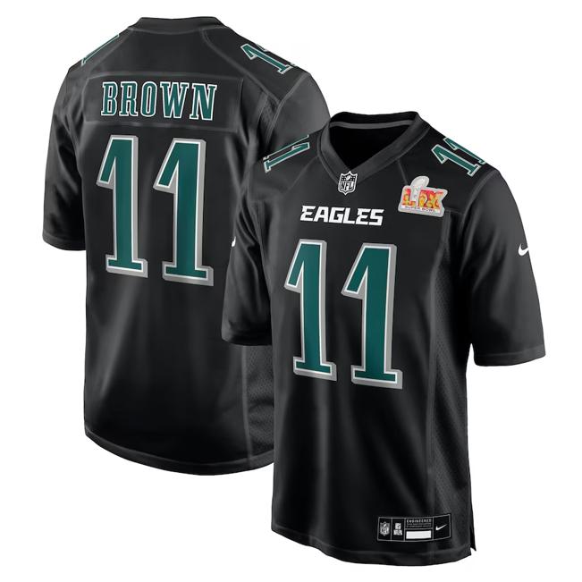 Men's A.J. Brown Philadelphia Eagles Nike Super Bowl LIX Fashion Game Player Jersey - Carbon Black