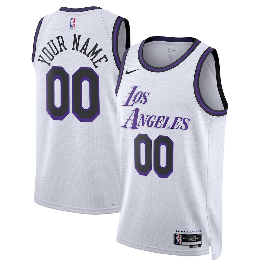 Men's Los Angeles Lakers Active Player Cutom White 2022_23 Swingman City Edition Stitched Basketball Jersey