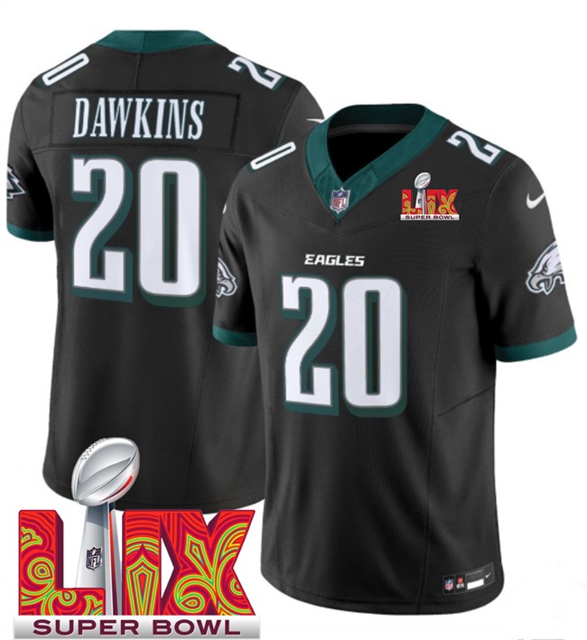 Big Size Men's Philadelphia Eagles #20 Brian Dawkins Black 2025 Super Bowl LIX Patch New F.U.S.E. Vapor Limited Stitched Football Jersey