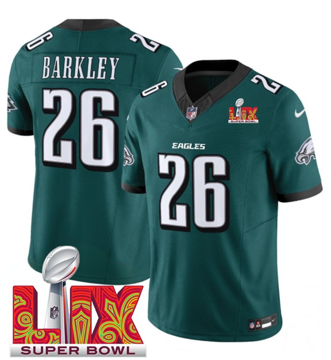 Big Size Men's Philadelphia Eagles #26 Saquon Barkley Green 2025 Super Bowl LIX Patch New F.U.S.E. Vapor Untouchable Limited Stitched Football Jersey