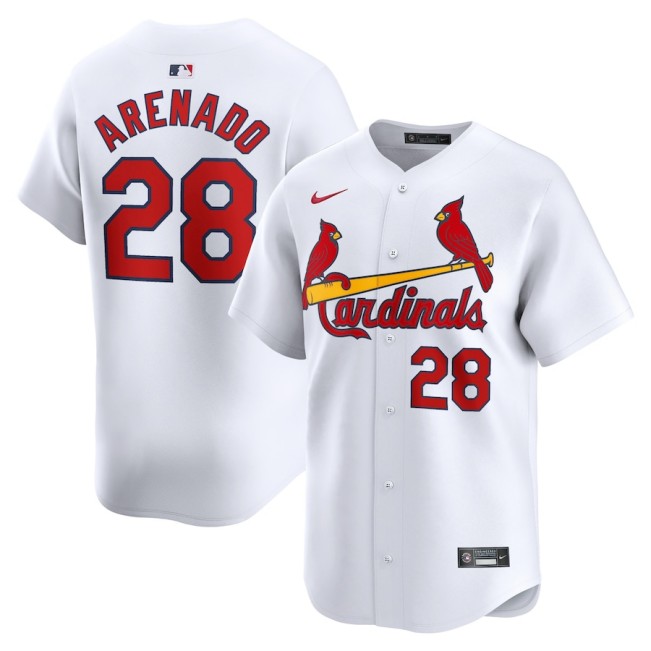 Men's St. Louis Cardinals #28 Nolan Arenado Home White Nike Limited Stitched MLB Jersey