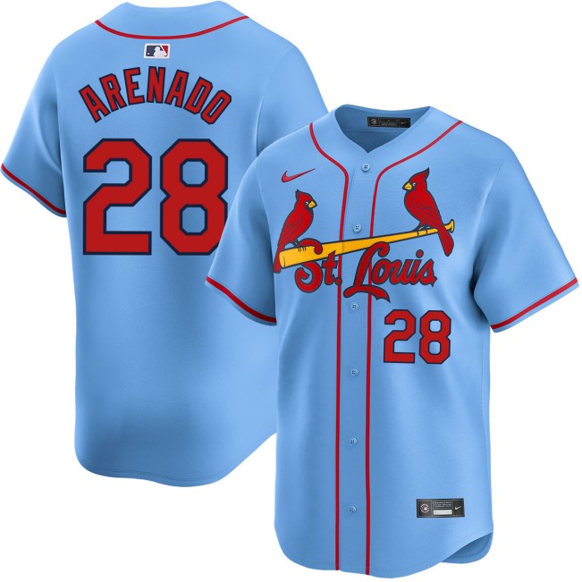 Men's St. Louis Cardinals #28 Nolan Arenado Light Blue Nike Limited Stitched MLB Jersey