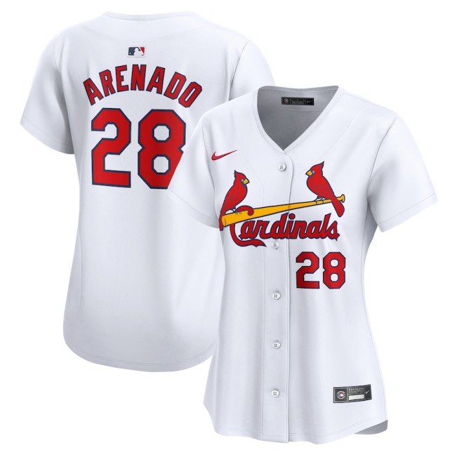 Women's St. Louis Cardinals #28 Nolan Arenado Home White Nike Limited Stitched MLB Jersey