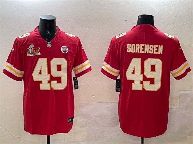 Men's Kansas City Chiefs #49 Daniel Sorensen Red 2025 Super Bowl LIX Patch Vapor Untouchable Limited Stitched Football Jersey