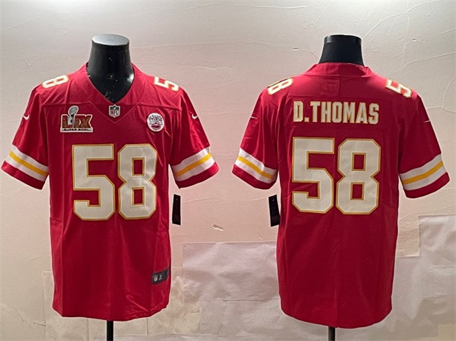 Men's Kansas City Chiefs #58 Derrick Thomas Red 2025 Super Bowl LIX Patch Vapor Untouchable Limited Stitched Football Jersey