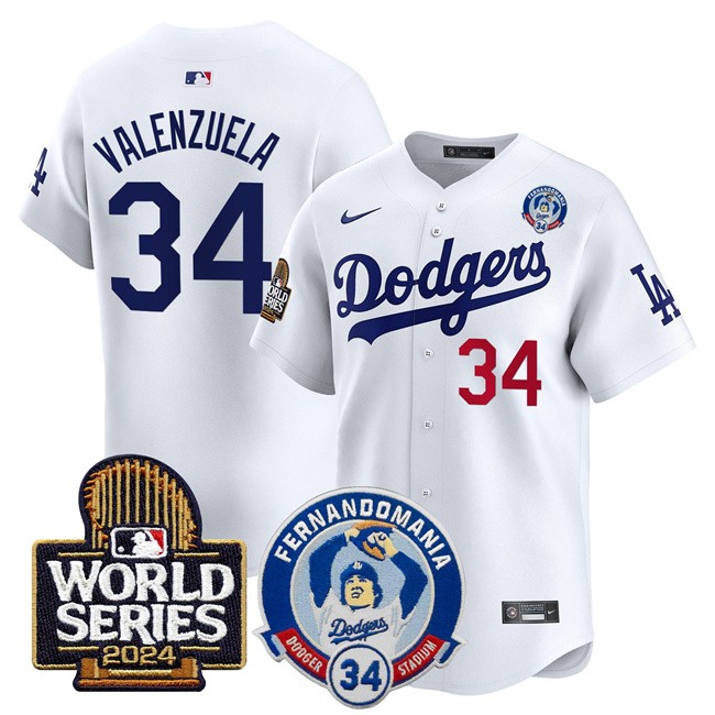 Men's Los Angeles Dodgers #34 Toro Valenzuela White 2024 World Series Vapor Premier Limited Stitched Baseball Jersey