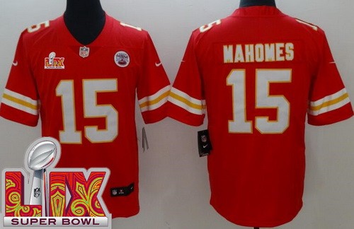 Men's Kansas City Chiefs #15 Patrick Mahomes Nike Limited Red Super Bowl LIX Vapor NFL Stitched Jersey