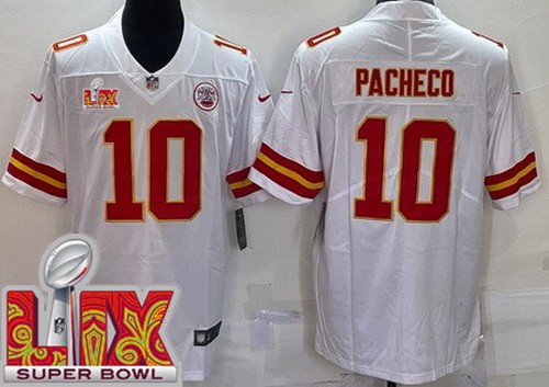 Men's Kansas City Chiefs #10 Isiah Pacheco Nike Limited White Super Bowl LIX Vapor NFL Stitched Jersey