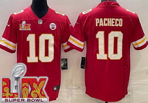Men's Kansas City Chiefs #10 Isiah Pacheco Nike Limited Red Super Bowl LIX Vapor NFL Stitched Jersey