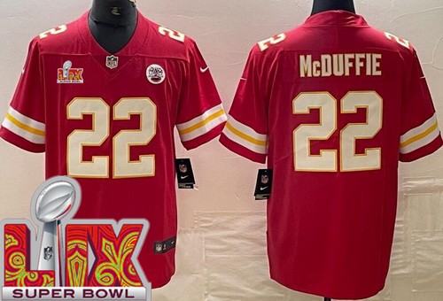 Men's Kansas City Chiefs #22 Trent McDuffie Nike Limited Red Super Bowl LIX Vapor NFL Stitched Jersey