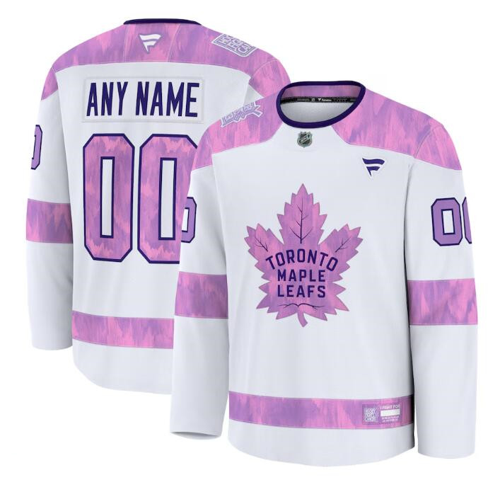 Men's Toronto Maple Leafs Custom White Purple Stitched Hockey Jersey