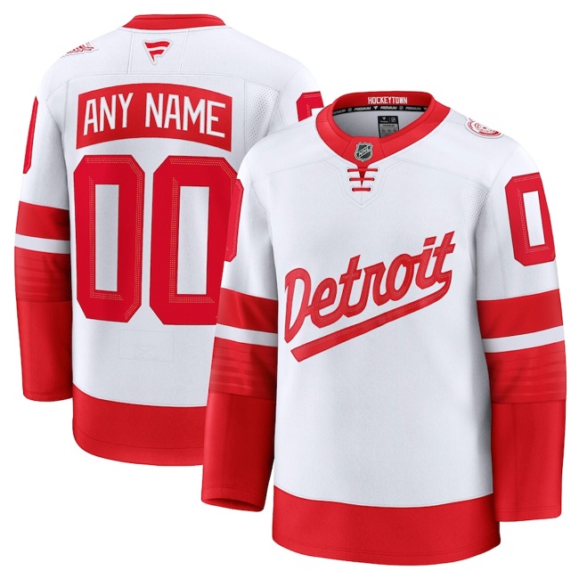 Men's Detroit Red Wings Active Player Custom White/Red 2024-25 Stitched Jersey