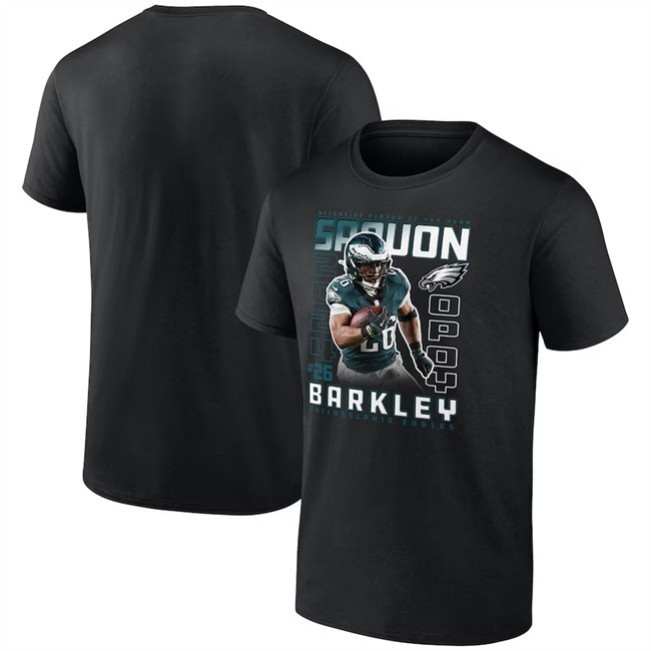 Men's Philadelphia Eagles Saquon Barkley Black 2024 Offensive Player of the Year T-Shirt