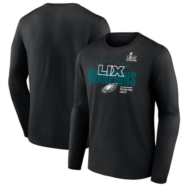 Men's Philadelphia Eagles Black Super Bowl LIX Champions Legacy Iconic Victory Long Sleeve T-Shirt