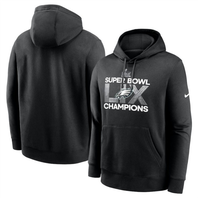 Men's Philadelphia Eagles Black Super Bowl LIX Champions Supplemental Pullover Hoodie