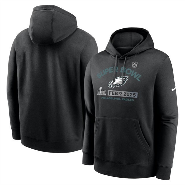 Men's Philadelphia Eagles Heather Charcoal Super Bowl LIX Fleece Pullover Hoodie