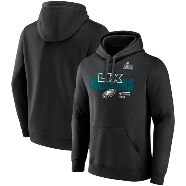 Men's Philadelphia Eagles Black Super Bowl LIX Champions Iconic Victory Fleece Pullover Hoodie