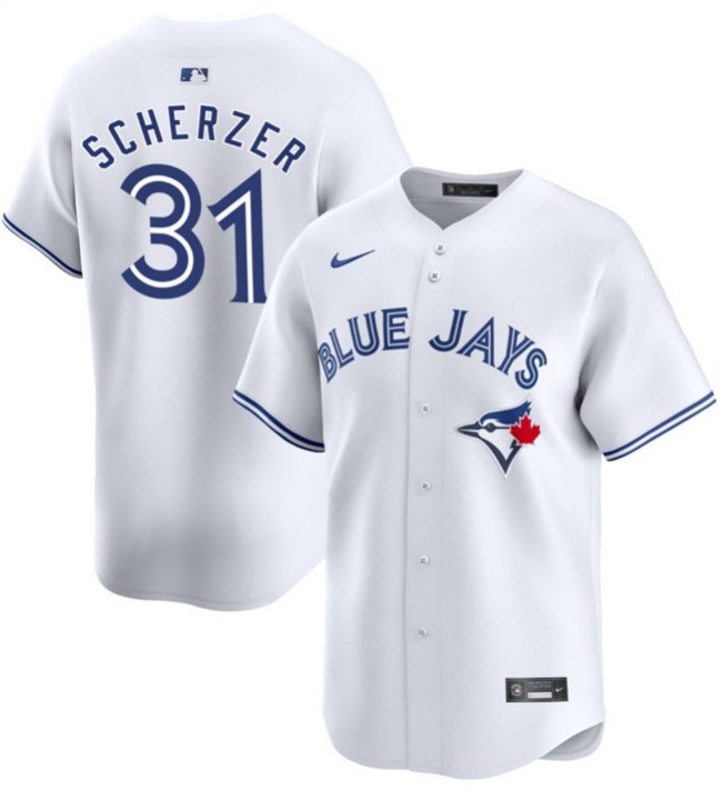 Men's Toronto Blue Jays #31 Max Scherzer White 2024 Home Limited Stitched Jersey