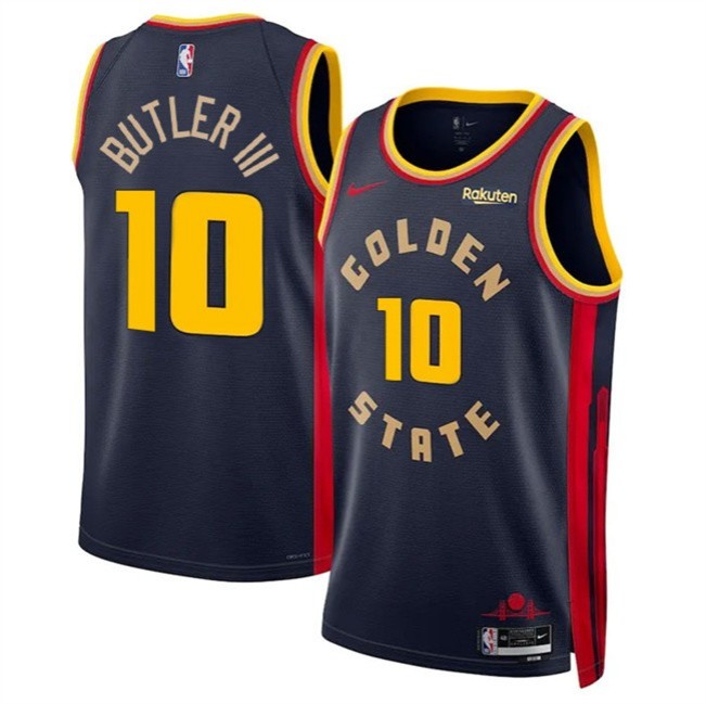 Men's Golden State Warriors #10 Jimmy Bulter III Navy 2025 City Edition Stitched Basketball Jersey