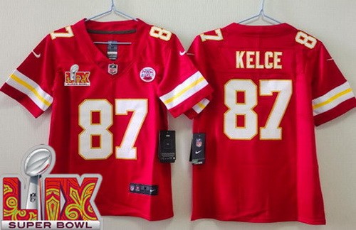 Youth Kansas City Chiefs #87 Travis Kelce Nike Limited Red Super Bowl LIX Vapor NFL Stitched Jersey