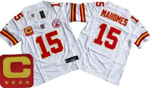 Youth Kansas City Chiefs #15 Patrick Mahomes Nike Limited White C Patch FUSE Vapor NFL Stitched Jersey