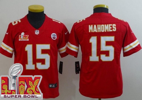 Youth Kansas City Chiefs #15 Patrick Mahomes Nike Limited Red Super Bowl LIX Vapor NFL Stitched Jersey