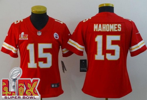 Women's Kansas City Chiefs #15 Patrick Mahomes Nike Limited Red Super Bowl LIX Vapor NFL Stitched Jersey