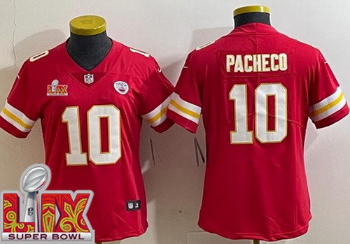 Women's Kansas City Chiefs #10 Isiah Pacheco Nike Limited Red Super Bowl LIX Vapor NFL Stitched Jersey