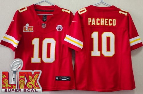 Women's Kansas City Chiefs #10 Isiah Pacheco Nike Limited Red Super Bowl LIX FUSE Vapor NFL Stitched Jersey