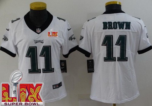 Women's Philadelphia Eagles #11 AJ Brown Nike Limited White Super Bowl LIX Vapor NFL Stitched Jersey