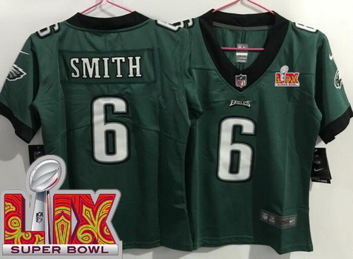 Women's Philadelphia Eagles #6 DeVonta Smith Nike Limited Green Super Bowl LIX Vapor NFL Stitched Jersey