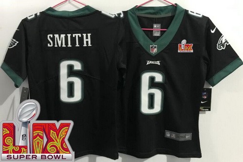 Women's Philadelphia Eagles #6 DeVonta Smith Nike Limited Black Super Bowl LIX Vapor NFL Stitched Jersey