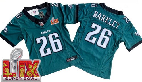 Women's Philadelphia Eagles #26 Saquon Barkley Nike Limited Green Super Bowl LIX Vapor FUSE NFL Stitched Jersey