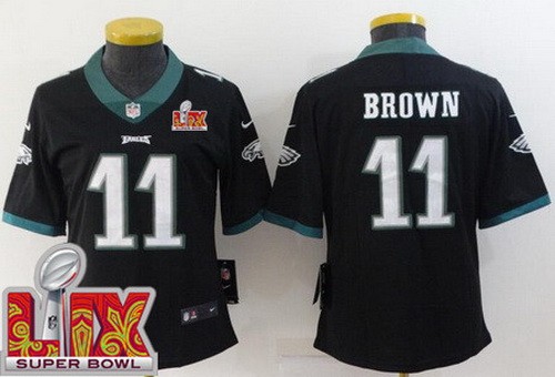 Women's Philadelphia Eagles #11 AJ Brown Nike Limited Black Super Bowl LIX Vapor NFL Stitched Jersey