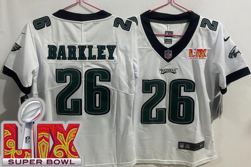 Youth Philadelphia Eagles #26 Saquon Barkley Nike Limited White Super Bowl LIX Vapor NFL Stitched Jersey