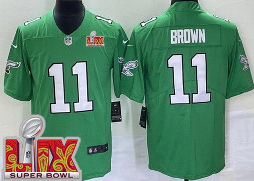 Youth Philadelphia Eagles #11 AJ Brown Nike Limited Kelly Green Super Bowl LIX Vapor NFL Stitched Jersey