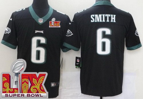 Youth Philadelphia Eagles #6 DeVonta Smith Nike Limited Black Super Bowl LIX Vapor NFL Stitched Jersey