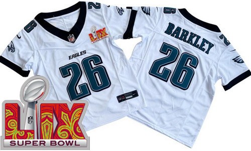 Youth Philadelphia Eagles #26 Saquon Barkley Nike Limited White Super Bowl LIX Vapor FUSE NFL Stitched Jersey