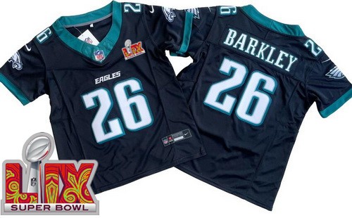 Youth Philadelphia Eagles #26 Saquon Barkley Nike Limited Black Super Bowl LIX Vapor FUSE NFL Stitched Jersey