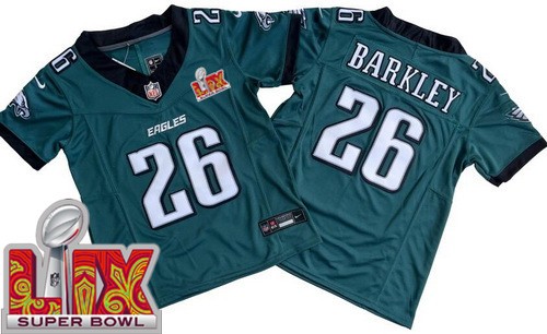 Youth Philadelphia Eagles #26 Saquon Barkley Nike Limited Green Super Bowl LIX Vapor FUSE NFL Stitched Jersey