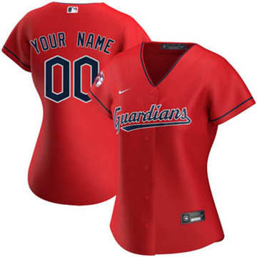 Women's Cleveland Guardians Custom Nike Alternate Replica Red Stitched Baseball Jersey