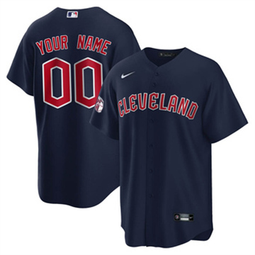 Youth Cleveland Guardians Custom Nike Alternate Replica Navy Stitched Baseball Jersey