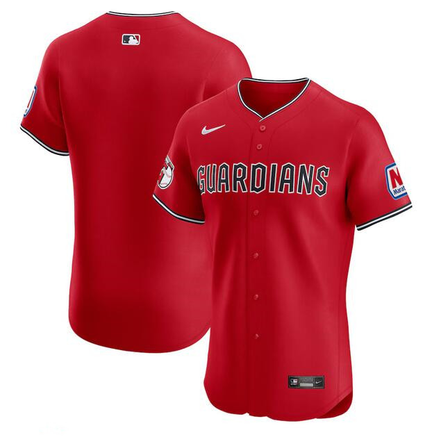 Men's Cleveland Guardians ACTIVE PLAYER Custom Red With Patch Stitched Baseball Jersey