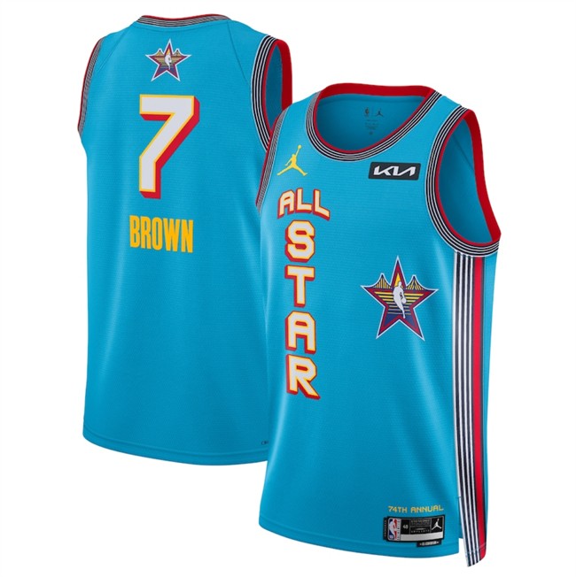 Men's 2025 All-Star #7 Jaylen Brown Light Blue Stitched Basketball Jersey