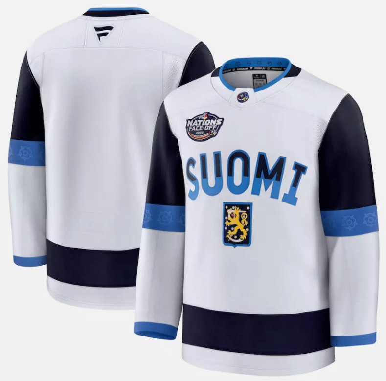 Men's Finland Blank White 2025 4 Nations Face-Off Stitched Jersey