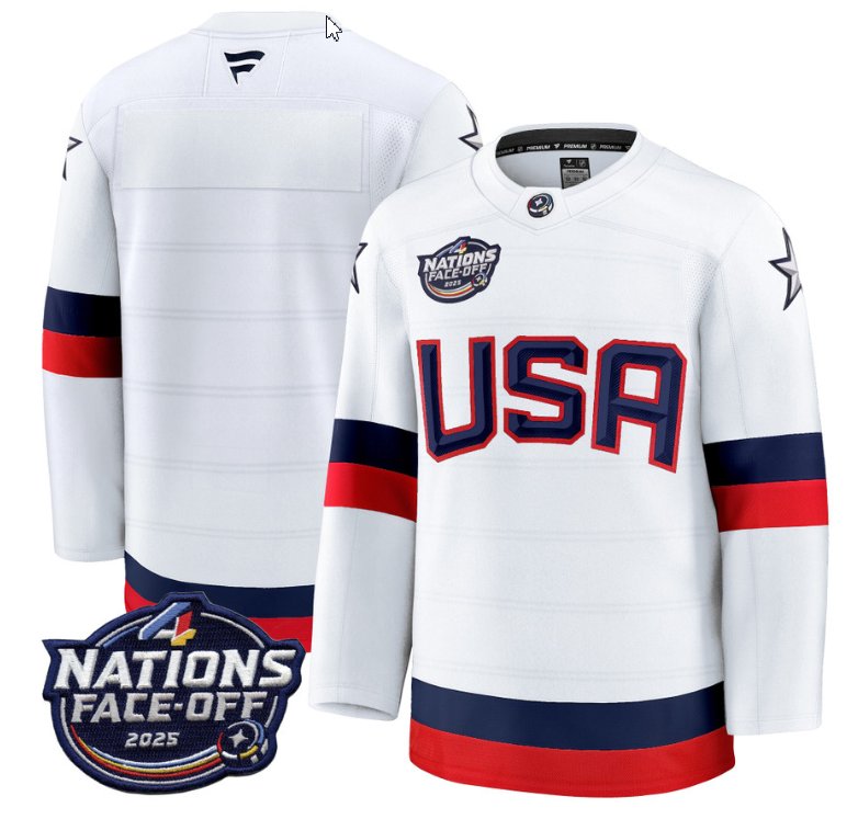 Men's USA Blank White 2025 4 Nations Face-Off Stitched Jersey