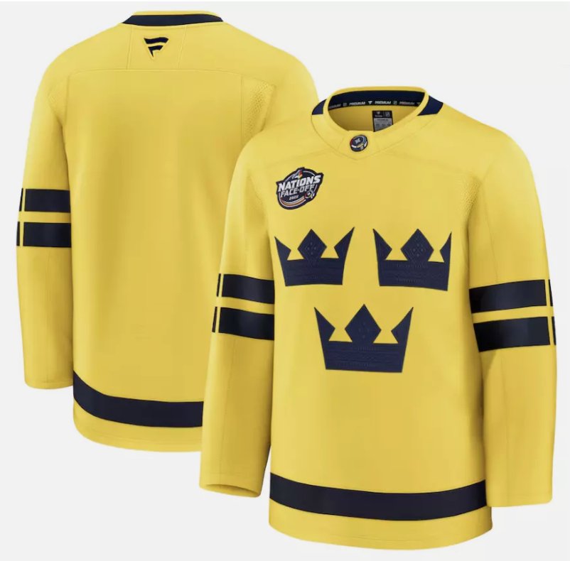 Men's Sweden Blank Yellow 2025 4 Nations Face-Off Stitched Jersey